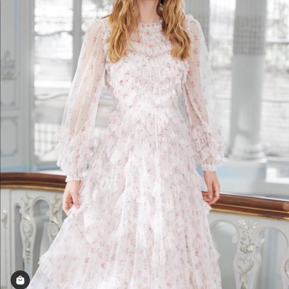 Needle &Thread BIJOU ROSE LONG SLEEVE BALLERINA DRESS - Picture 3 of 8